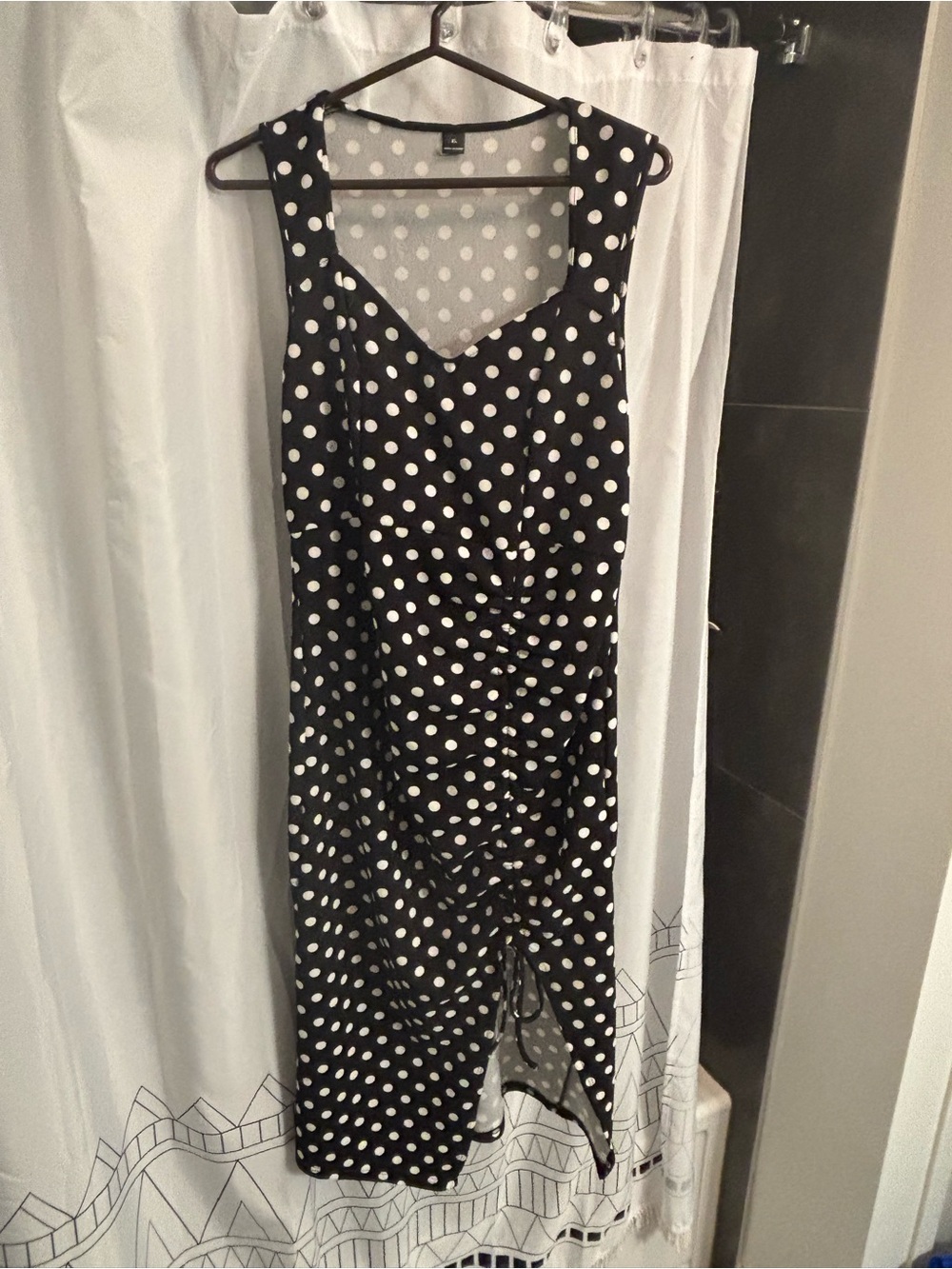 SHEIN Black & White Polka Dot Midi Dress